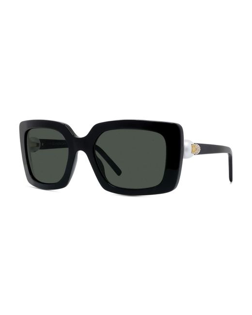 Givenchy Black Rechteckige sonnenbrille mit perlen und strass