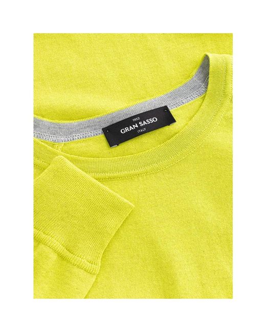 Gran Sasso Baumwoll/kaschmir rundhals pullover in Yellow für Herren