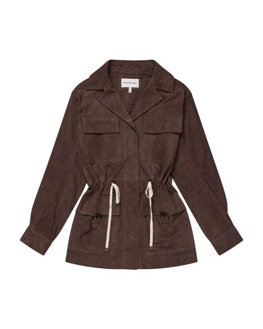 Munthe Brown Wildleder Lederjacke Mit Oversized-Taschen