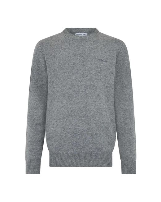 Mc2 Saint Barth Gray Round-Neck Knitwear for men