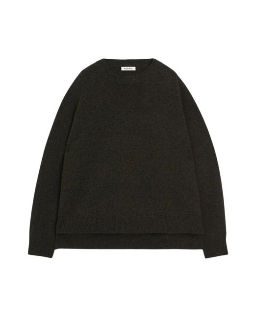 Aspesi Black Rundhals-pullover aus merinowolle