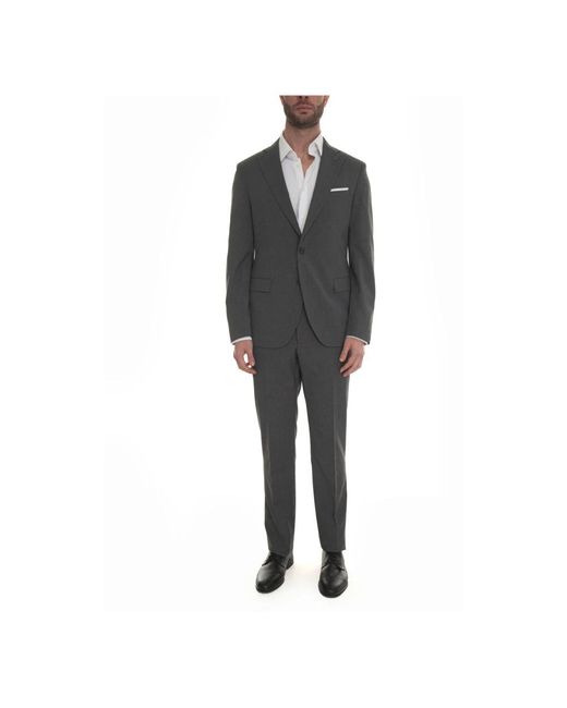 Paoloni Single Breasted Suits in het Black voor heren