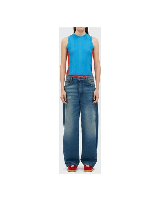 MSGM Blue Blaue Weite Bein Jeans