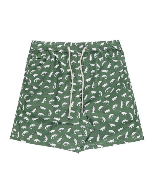 Mc2 Saint Barth Grüne Badehose Mit Alligator-Print in Green für Herren