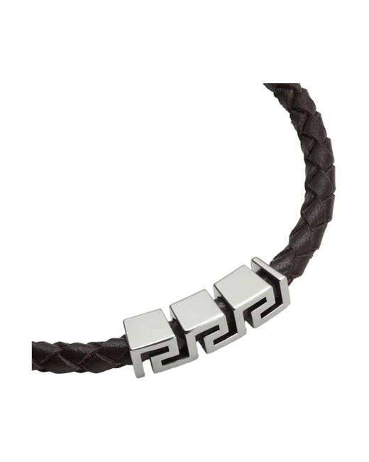 Versace Greca Lederarmband in White für Herren