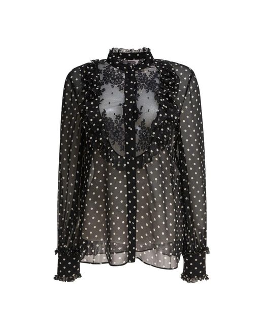 Valentino Zwarte Zijden Overhemd Elegante Stijl in het Black