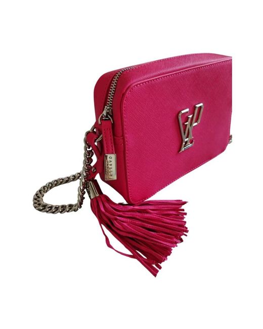 Gaelle Paris Red Ecopelle Kameratasche Kettengurt Silber Lila