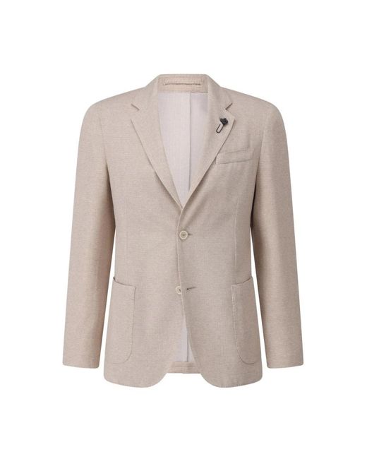 Lardini Jassen ,Tweed Tweed-Optik Slim-Fit Jas in het Gray voor heren