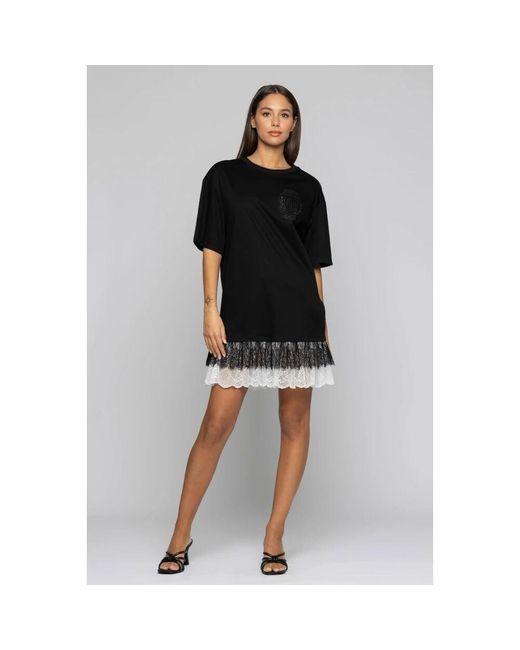 Abito in cotone con pizzo bicolore di Kocca in Black