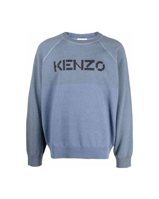KENZO Blue Round-Neck Knitwear for men