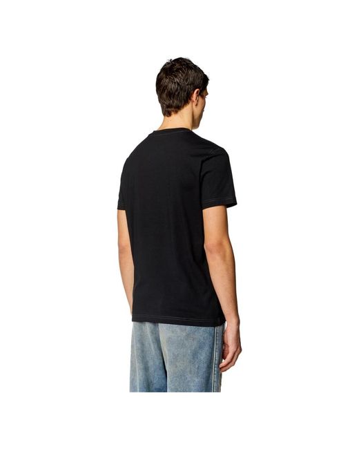 DIESEL T-shirt mit verzerrtem logo in Black für Herren