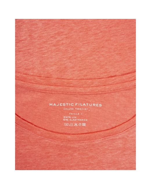 Majestic Filatures Pink Leinen elasthan crew-neck t-shirt