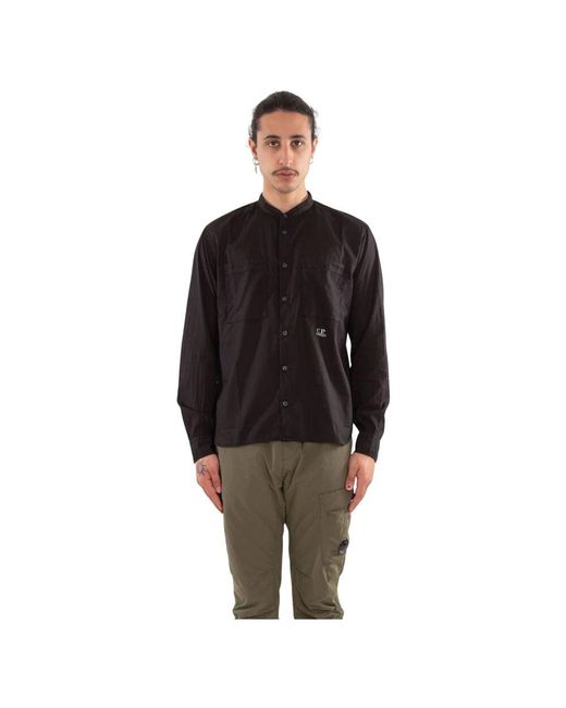 C P Company Mandarin Mussola Hemd In in Black für Herren
