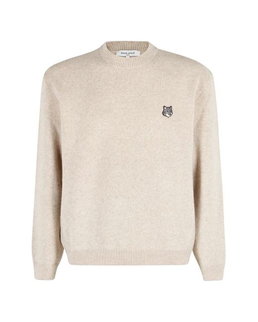 Maison Kitsuné White Round-Neck Knitwear for men
