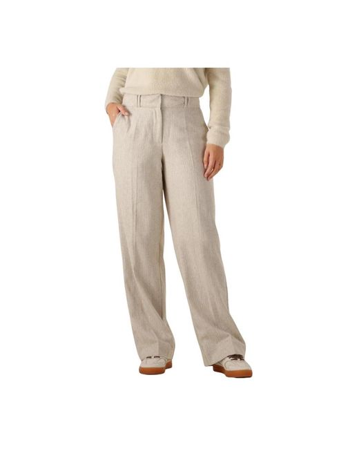 Simplee Broeken ,Wol Wollen Pantalon Voor in het Natural