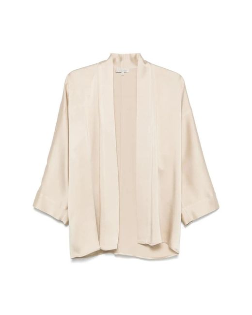 Antonelli Overhemden V-Hals Blouse Acetaat Viscose in het Natural