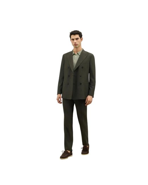 Boglioli Luxe Wol Zijde Canvas Double-Breasted K-Pak in het Green voor heren