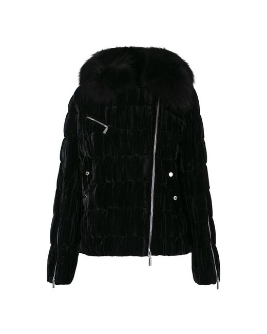 Moorer Jassen ,Zwart ,Rayon Fluwelen Donsjack Met Bontkraag in het Black