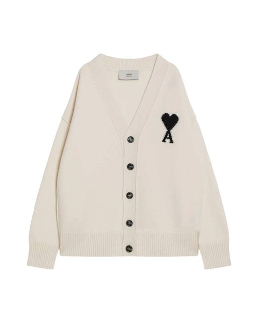 AMI Truien & Vesten ,Wit ,Korte Cardigan Sweaters in het Natural voor heren