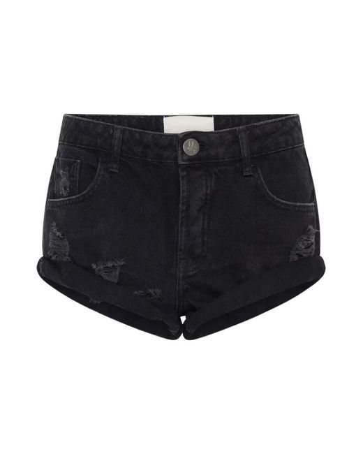 One Teaspoon Black Schwarze Denim-Shorts Zerissen Lockerer Schnitt