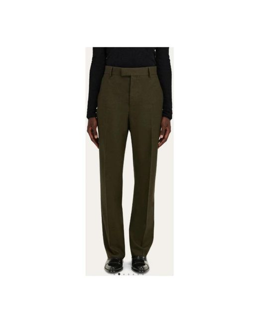 Ferragamo Green Straight Trousers for men