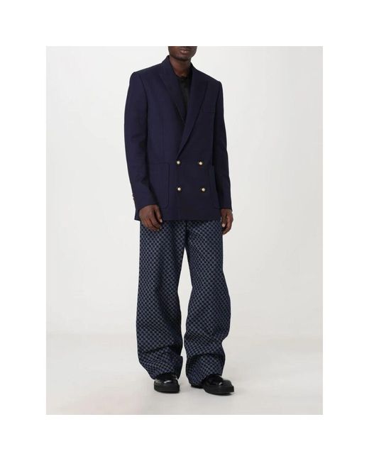 Balmain Blaue Taillierte Blazer in Blue für Herren