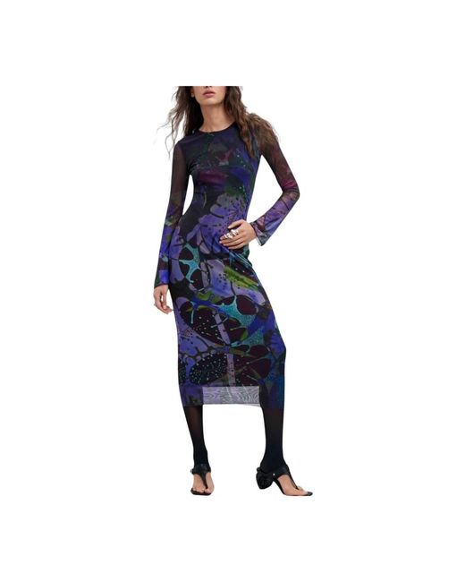 Desigual Leafs Lacroix Jurk in het Blue