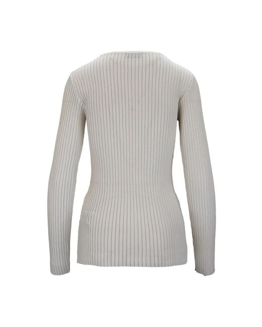 Elisabetta Franchi Gray Round-Neck Knitwear