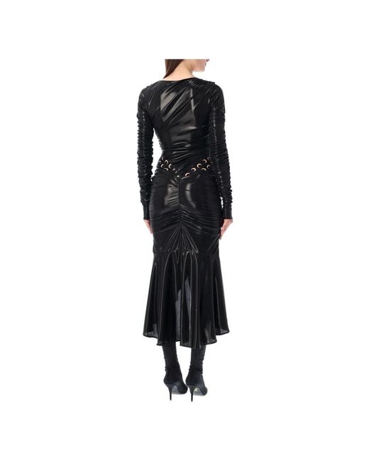 MARINE SERRE Black Midi Dresses