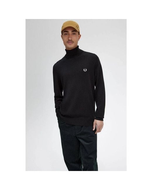 Fred Perry Truien & Vesten ,Zwart ,Katoen High Neck Turtleneck in het Black voor heren
