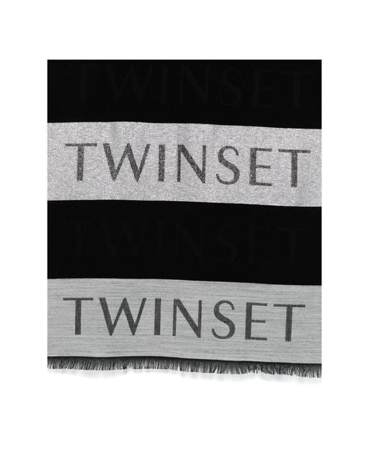 Twinset Black Jacquard Logo Schal