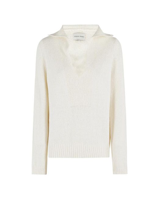 V-Neck Knitwear di Loulou de Saison in White