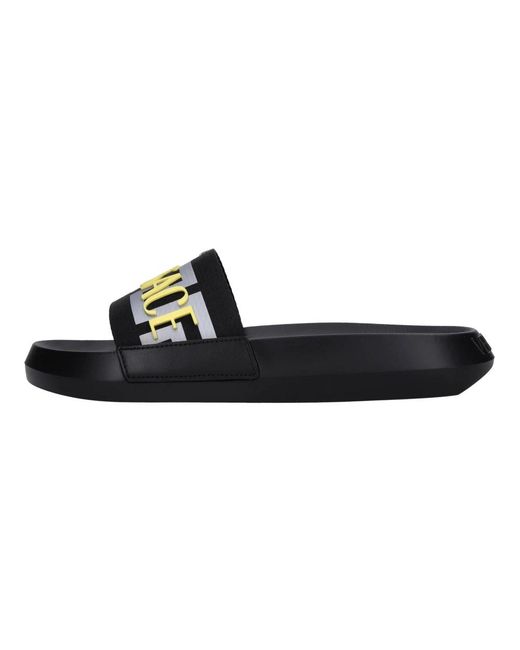 Versace Logo Detail Rubber Slide in Black für Herren