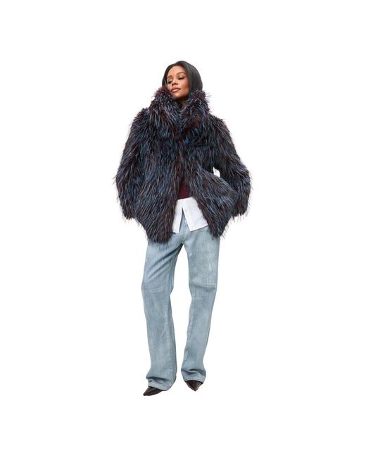 CESARE GASPARI Blue Faux fur & shearling jackets