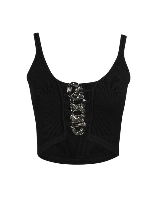 Gcds Geribbelde Gebreide Top in het Black