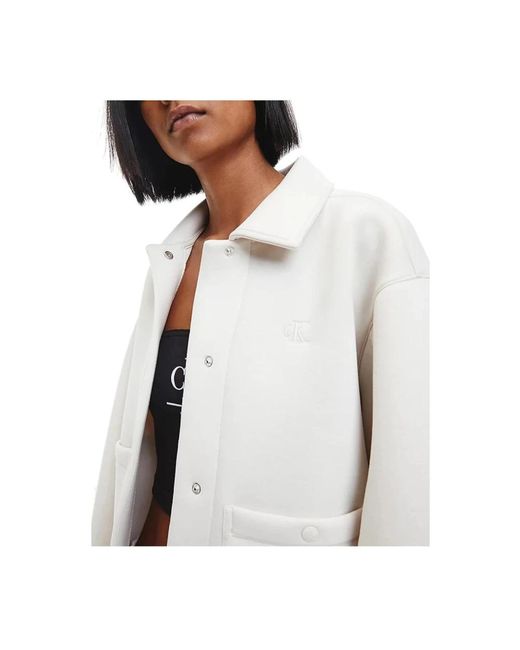 Calvin Klein Jassen ,Geborduurde Blazer Met Knoopsluiting in het White