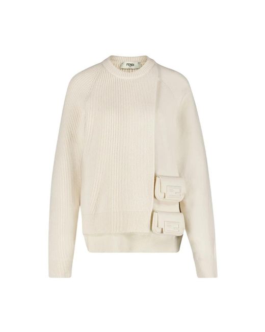 Fendi Round-Neck Knitwear in het Natural