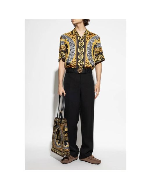 Versace Broeken ,Zwart ,Wol Wollen Pantalon Met Vouw in het Black voor heren