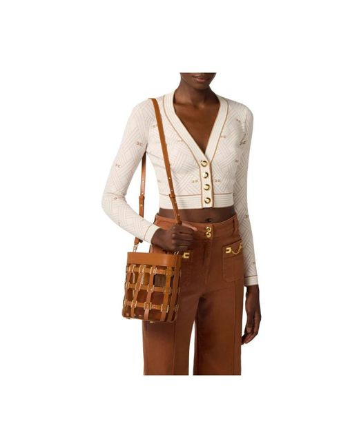 Elisabetta Franchi Brown Bucket Bags