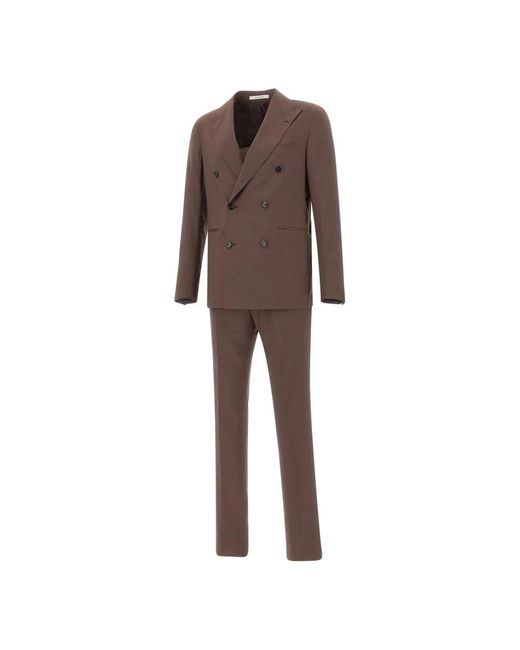 Tagliatore Brown Double Breasted Suits for men