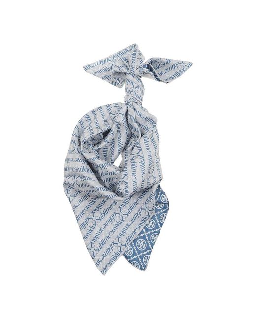 Tory Burch Blue Silky Scarves