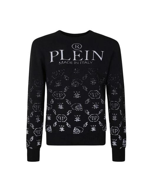 Philipp Plein Men's Black Round-Neck Knitwear