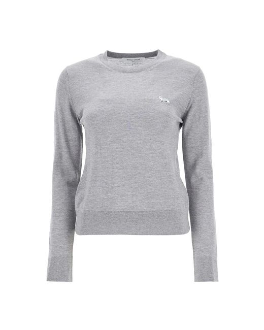 Maison Kitsuné Gray Round-Neck Knitwear
