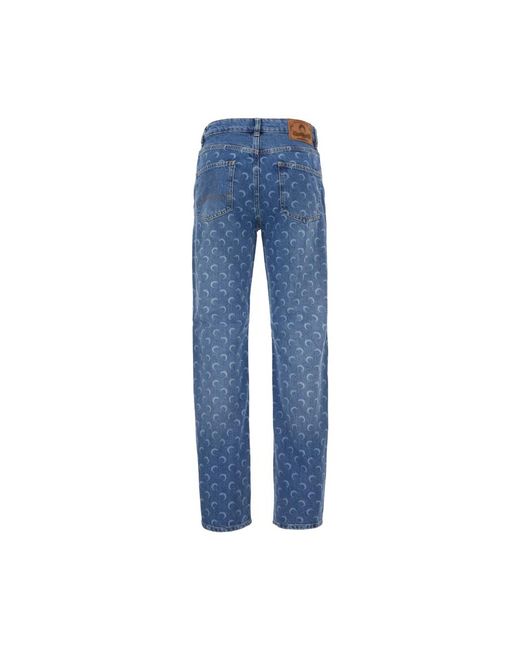 MARINE SERRE Blue Boot-Cut Jeans
