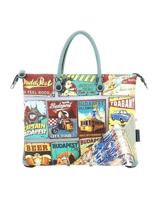 Gabs Blue Wandelbare Leder Reise Print Tasche