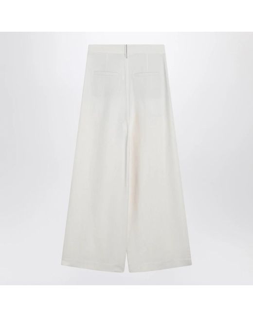 Brunello Cucinelli White Wide Trousers