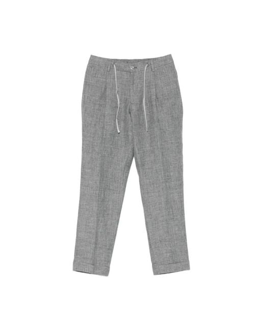 Barba Napoli Gray Straight Trousers for men