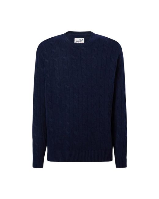 Mc2 Saint Barth Blue Round-Neck Knitwear for men