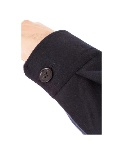 Zegna Blaues cashmere overshirt mit taschen in Black für Herren