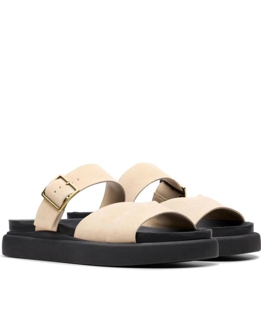 Clarks Schoenen ,Suède Platte Sandalen Voor Vrouwen in het Black